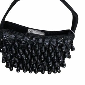 La Regale Black Formal tear drop Beaded Sequin mini bag Clutch NWT